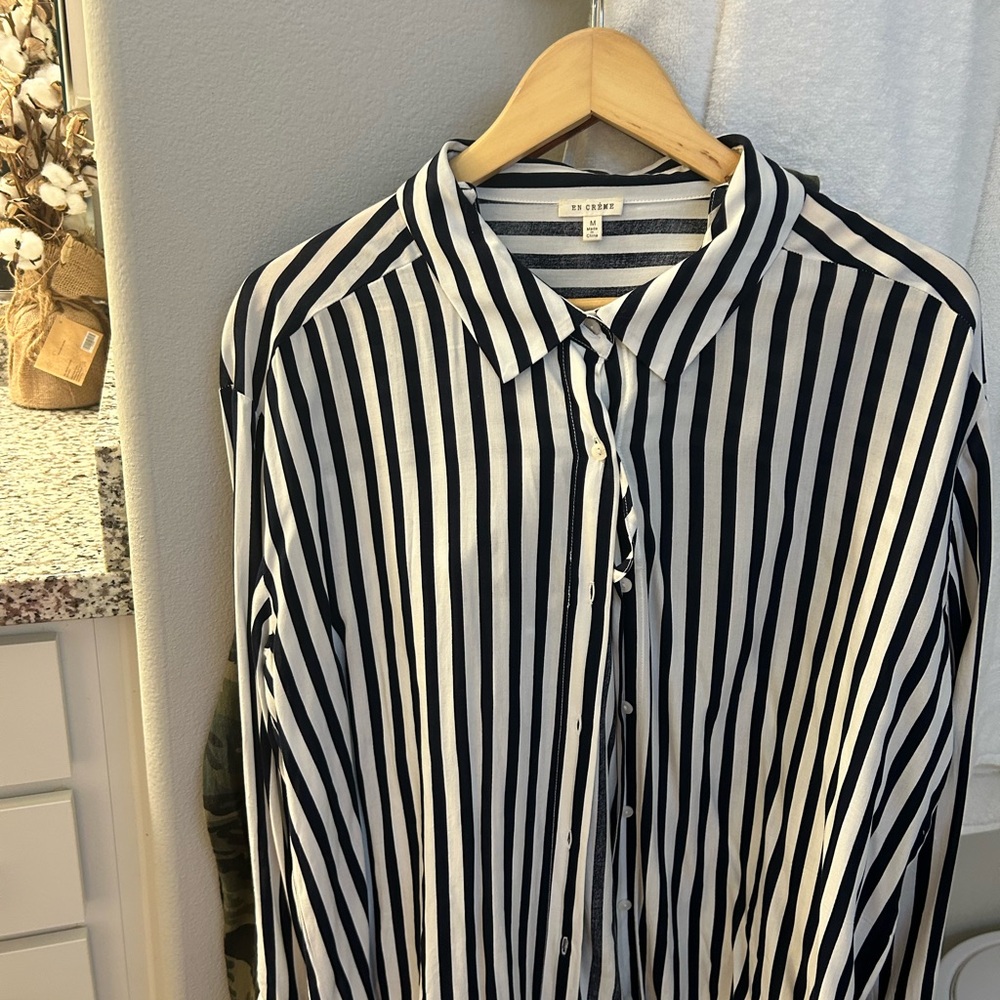 Black and white striped blouse never been worn